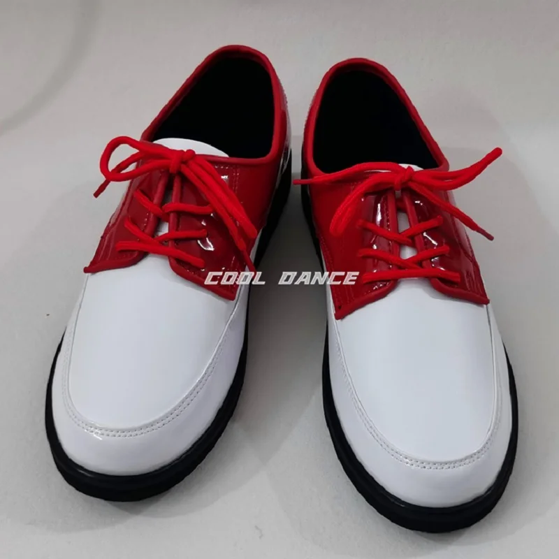 COOL DANCE Authentic Popping Red White Locking Comfortable Shoes Europe and America Street Breaking Dance Leather Shoes