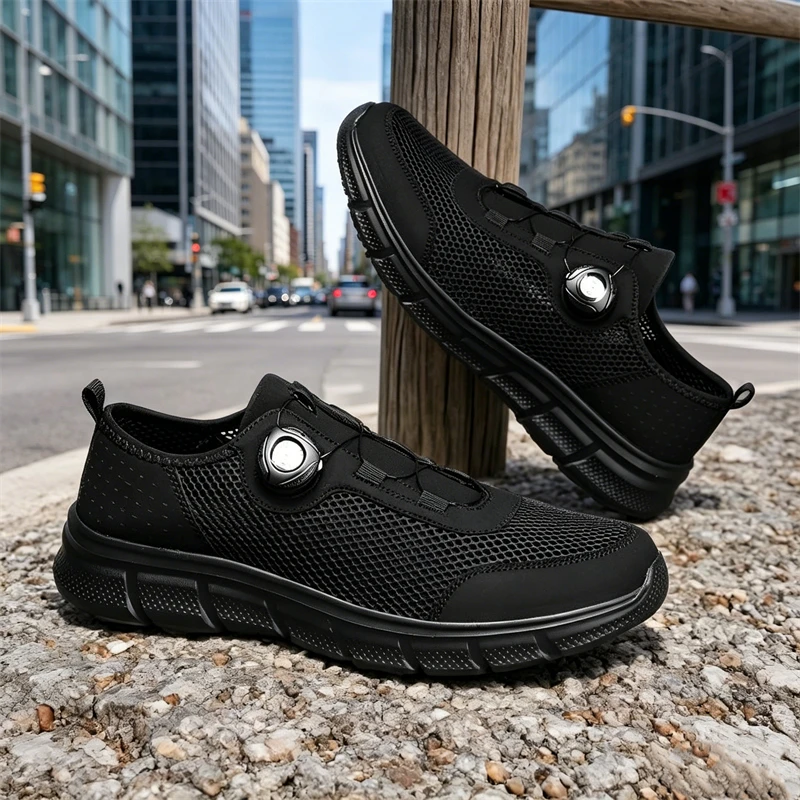 

Summer Mesh Running Shoes For Men Rotary Buckle Breathable Casual Sneakers Man Trainers Lightweight Non-slip Men's Sports Shoes
