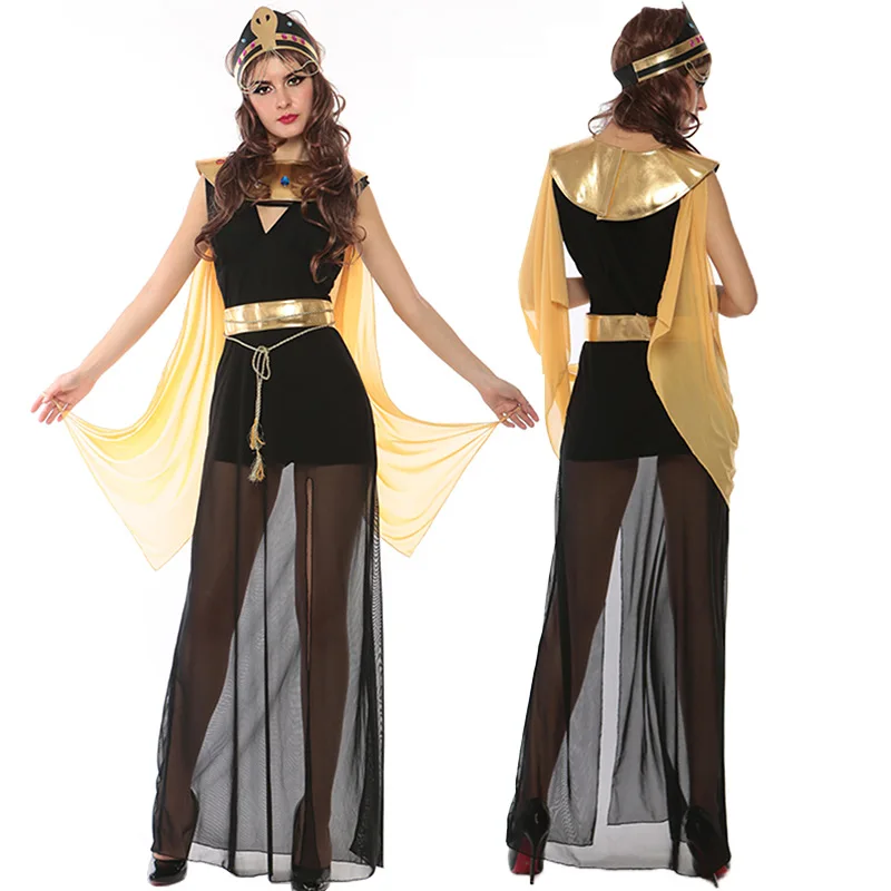 

Women Egyptian Cleopatra Princess Dress Adult Sexy Golden Ancient Egypt Queen Cosplay Costume Halloween Party Purim Fancy Dress