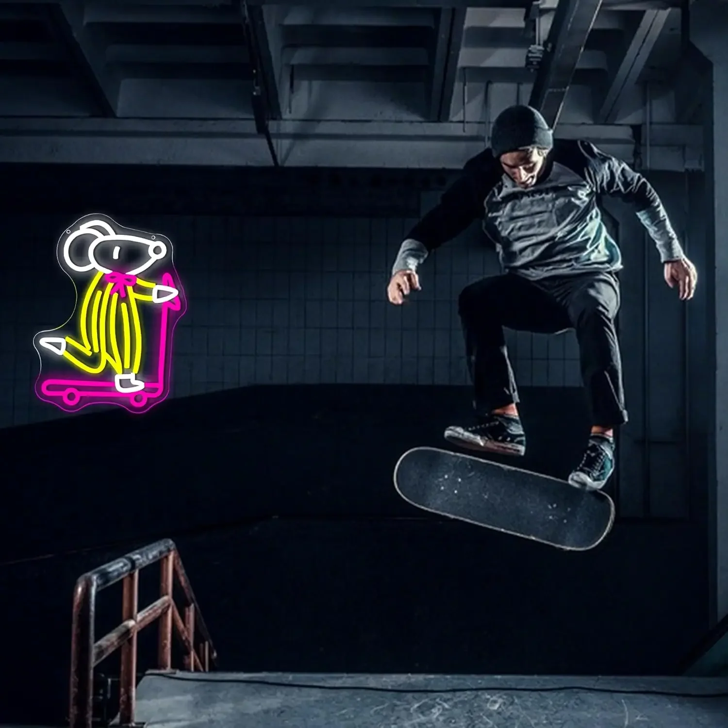Skateboard Muis Neon Sign Interessante Cartoon LED Neon Light voor Man Cave Toy Store Slaapzaal Bar Club Shop Art Verjaardagscadeaus