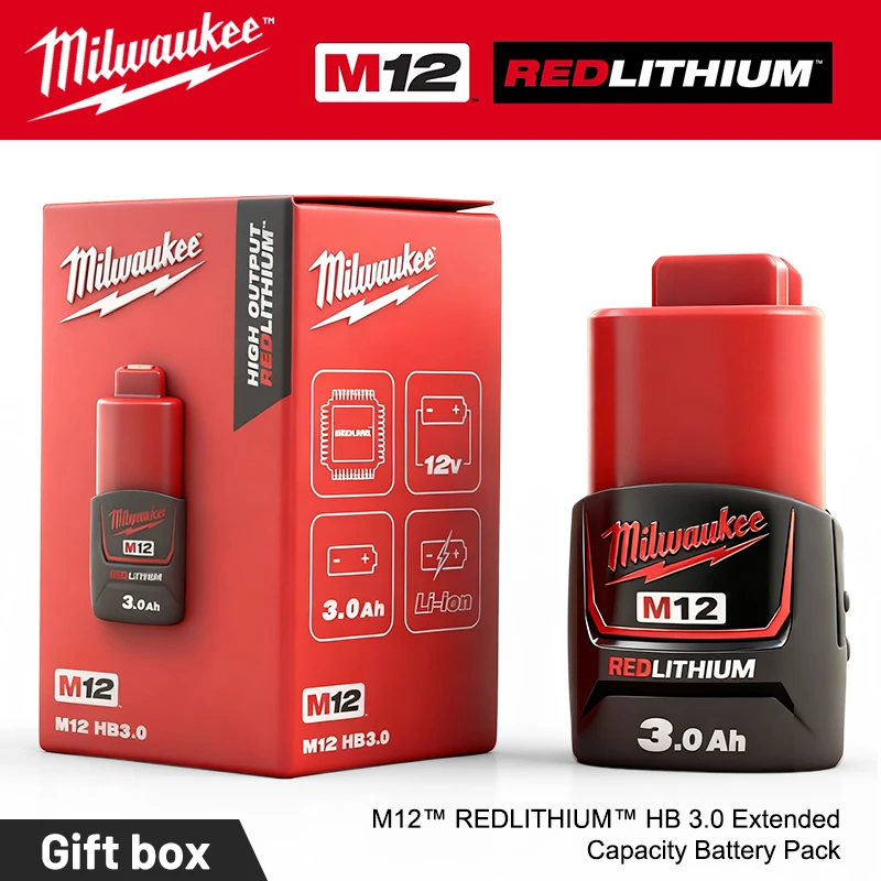 12 فولت بطارية ميلووكي M12 بطارية قابلة للشحن لأداة M12B4 ميلووكي M12 48-11-2402 48-11-2411 48-11-2401MIL-12A-LI أدوات