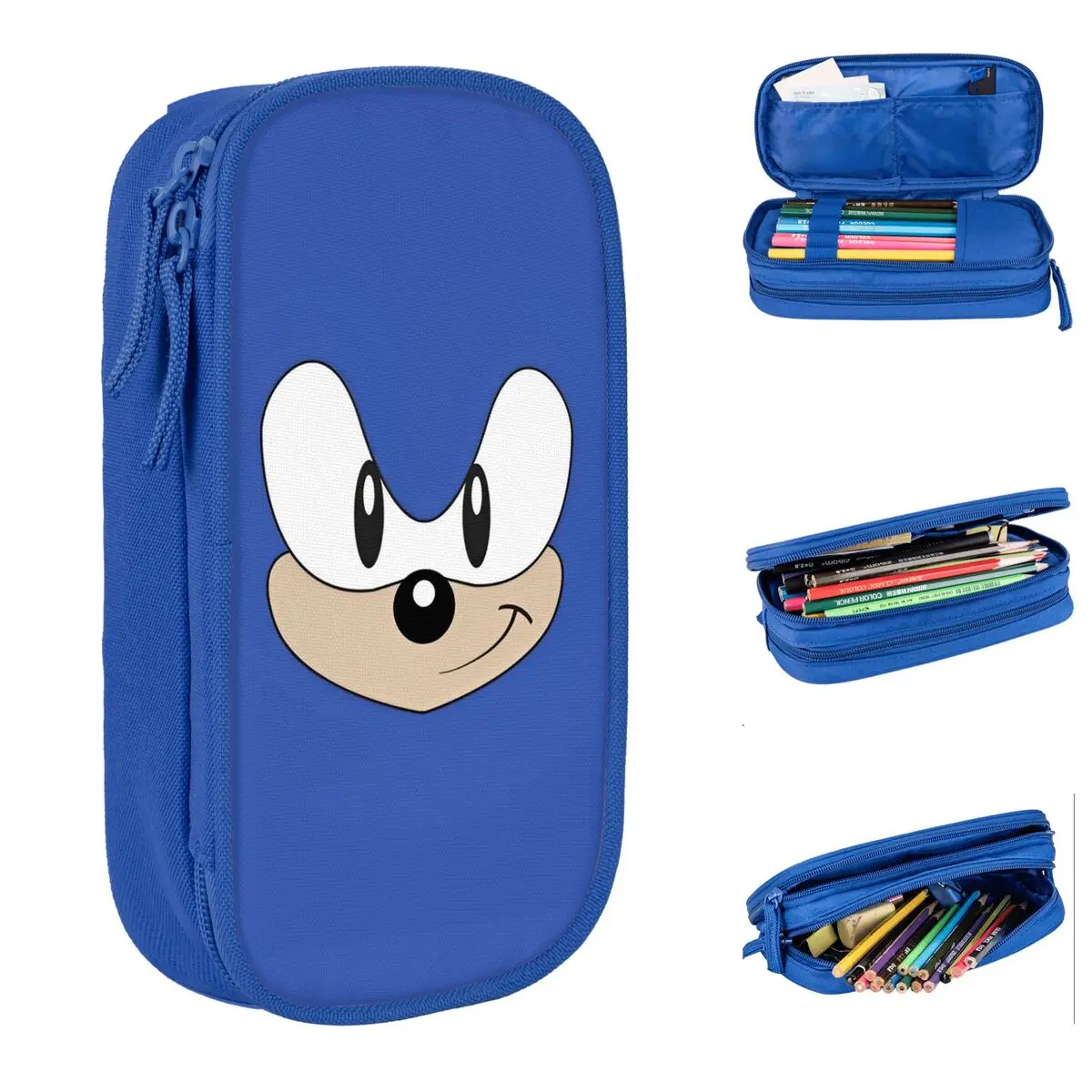 Soniced Face Pencil Cases Cartoon Game Pencil Pouch Pen Box for Student Big Capacity Bags School Supplies Zipper Stationer