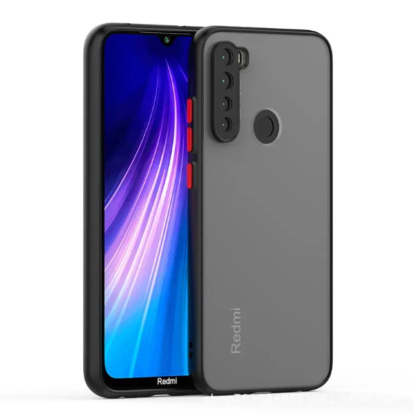Skin Feel Armor Hard PC Case For Xiaomi Redmi Note 8 Contrast button Shockproof Cover Cases