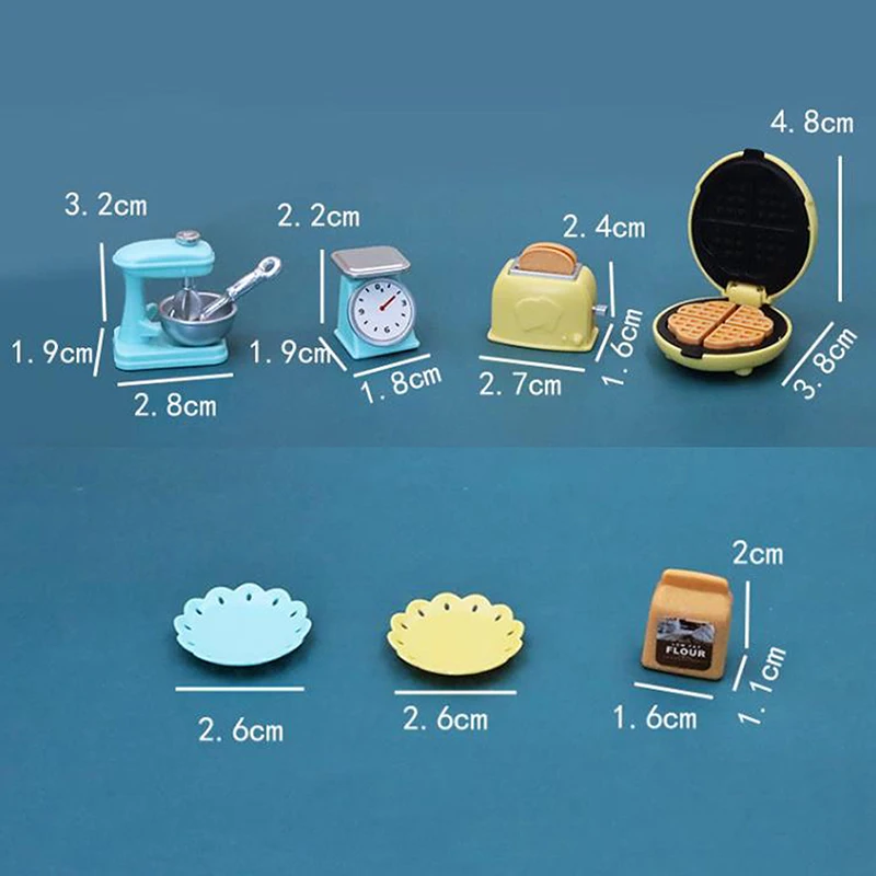 مجموعة مطبخ مصغرة لبيت الدمى بمقياس 1/12، ماكينة خبز، خلاط، موازين إلكترونية