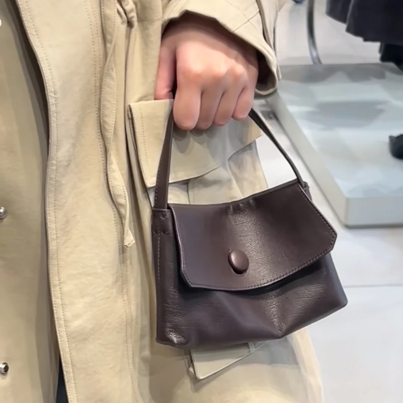 

Brand Stylish Genuine Leather Handbag Flap Closure Luxury Leather Women's Shoulder Bag New Designer Minimalist Versatile Bag