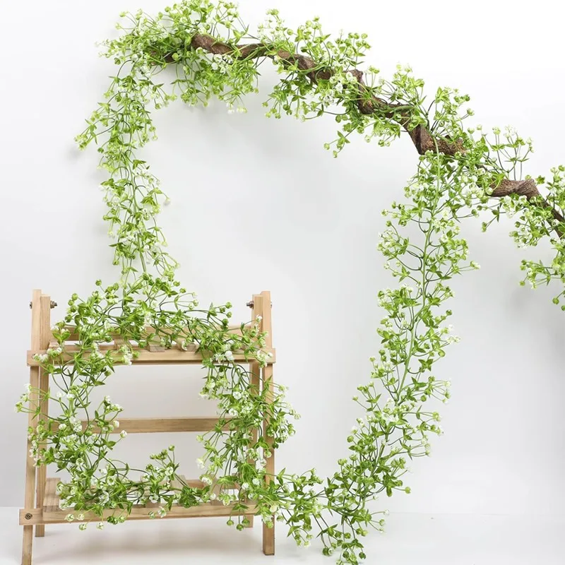 

1PC Artificial Flower Plastic Baby's Breath Flower Vine Artificial Wedding Rattan Wedding Decoration Green Plant Rattan 175cm