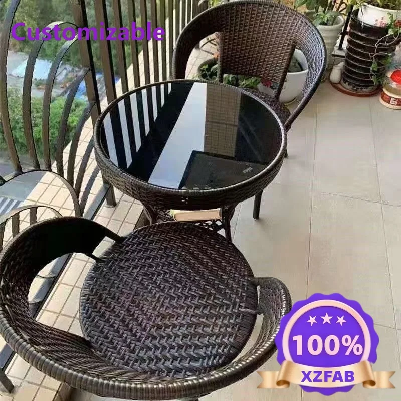 Customizable outdoor balcony small table and chairs three-piece set