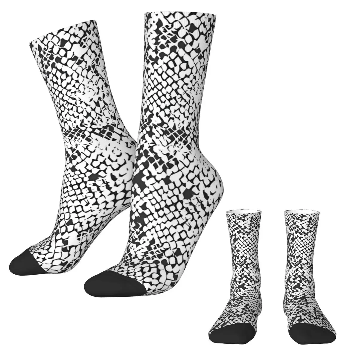 Men Socks Black And White Snake Skin Print Stockings Autumn Gothic Medium Soft Socks Design Outdoor Anti-Slip Socks