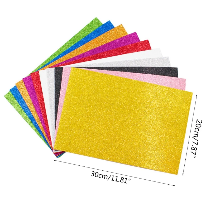 10 Pcs A4 반짝이 거품 논문 Cardstock 스폰지 폼 EVA 종이 Pearlescent 파우더 반짝이 종이 시트 아이들을위한 DIY Handmade Cra