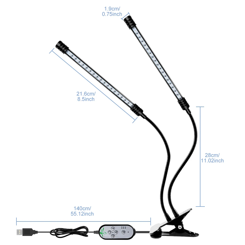LED Grow Light Full Spectrum USB Plant Cultivation Lamp 5V Dimmable Timing Auto On/Off Vegs Fruit Flower Succulent Fill Lighting