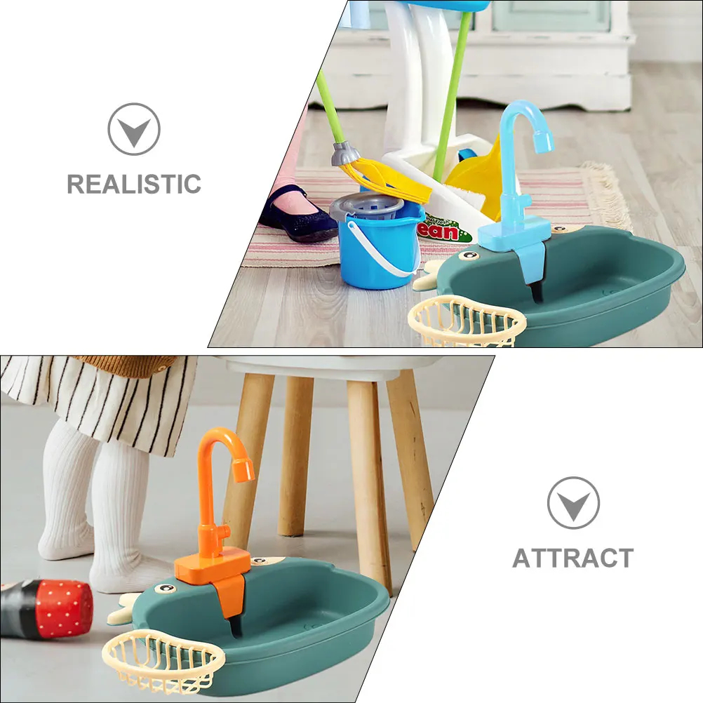 

Electric Dishwasher Toy Kids Kitchen Bath Water Play Sink Pretend Basin Artificial Model Tub Faucet Toys Safe Child Hands-On