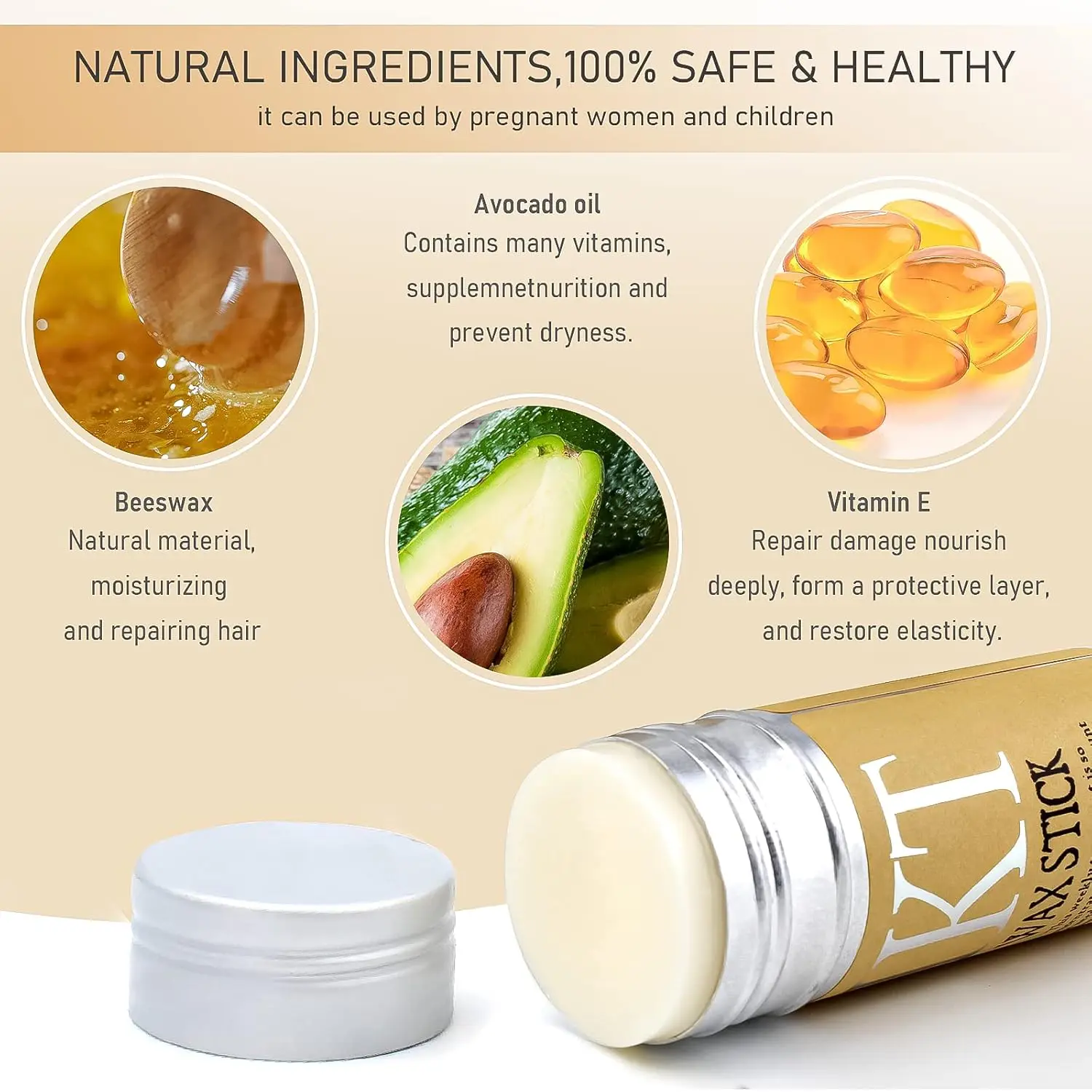 Bastoncino di cera per capelli di alta qualità per parrucche e controllo dei bordi per acconciature, pomata non grassa per capelli volanti e crespi, regalo di Natale