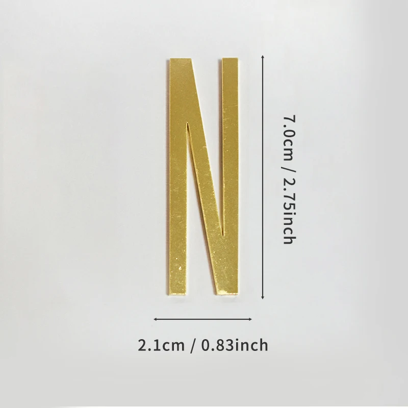 Goldene selbstklebende Hausnummern aus Metall mit englischen Alphabet-Buchstaben für Wohnung, Zimmer, Tür, Tisch, Briefkasten, Zahlenaufkleber, 7 cm – Detail 20