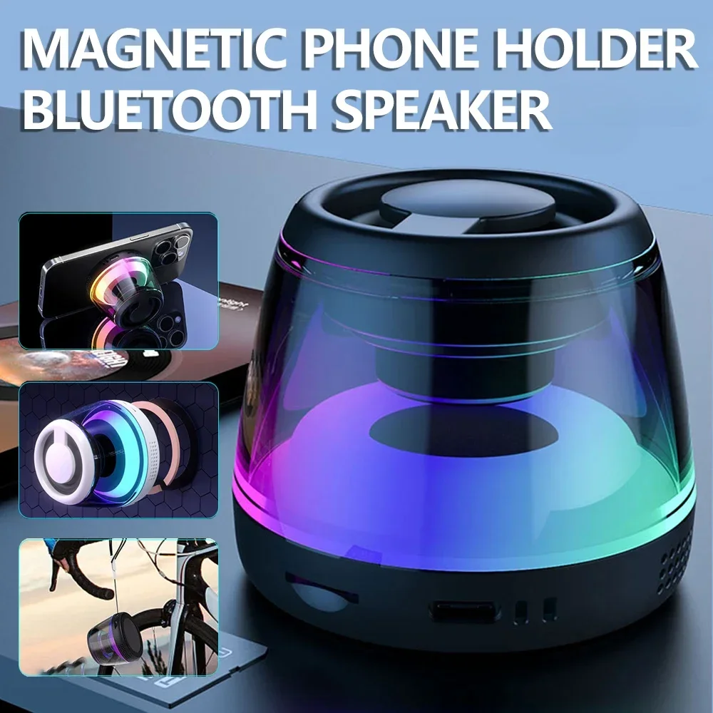 Bluetooth Speaker Portable Magnetic Phone Holder Mini Intelligent Mobile Phone Holder Movable Magnet Phone Ring Grip Sound Box