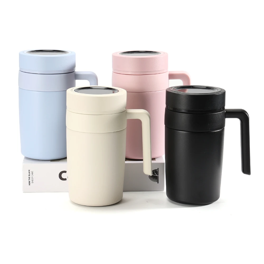 480ml New LED Temperature Display Tumbler With Handle Stainless Steel Office Insulation