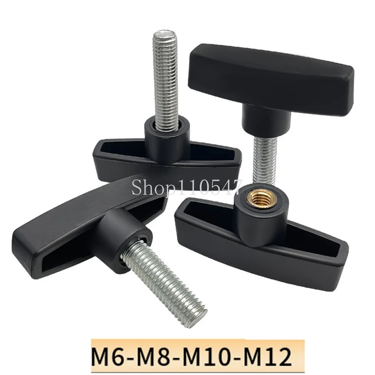 1/3/5/10pcs M6 M8 M10 Head Diameter 65# T Type Bakelite Wing Hand Tighten Screws Butterfly Plastic Head Hand Knob Thumb Bolts