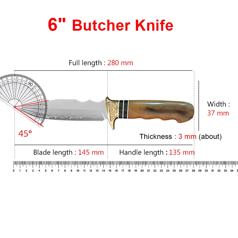 Meat Cleaver Super Sharp Stainless Steel Kitchen Knife Professional Chef Boning Knife Slicing Fish Fruit Cooking Utility Knife