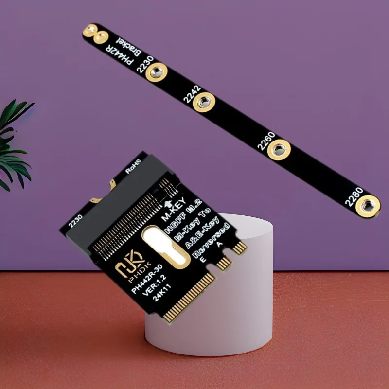 

NVME SSD Adapter + Rail Bracket M.2 Wifi Interface A+E Key to M Key NVME PCIE 4.0 Expansion Card Riser for 2230-2280 M2 NVME SSD