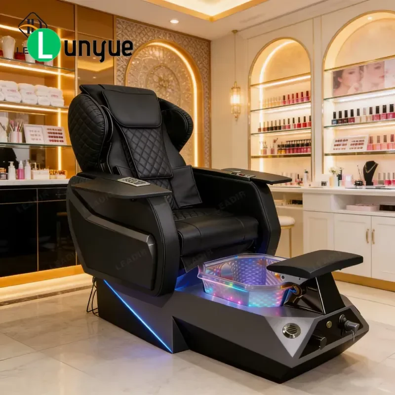 Electric Reclining Foot Spa Massage Chair Tubular Professional Pedicure Chair for Beauty Shop Comfortable