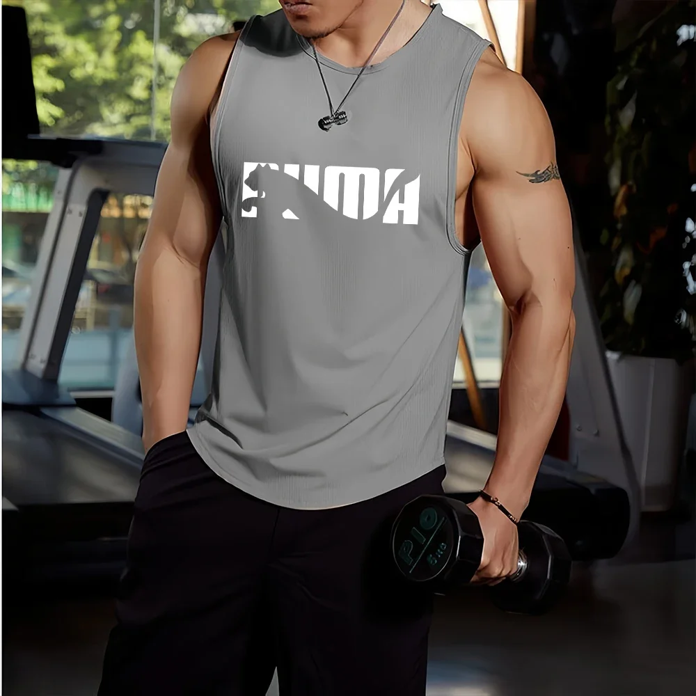 Neues modisches bedrucktes ärmelloses Herren-Top, locker und atmungsaktiv, für Fitness und Sport geeignet. – Detail 7