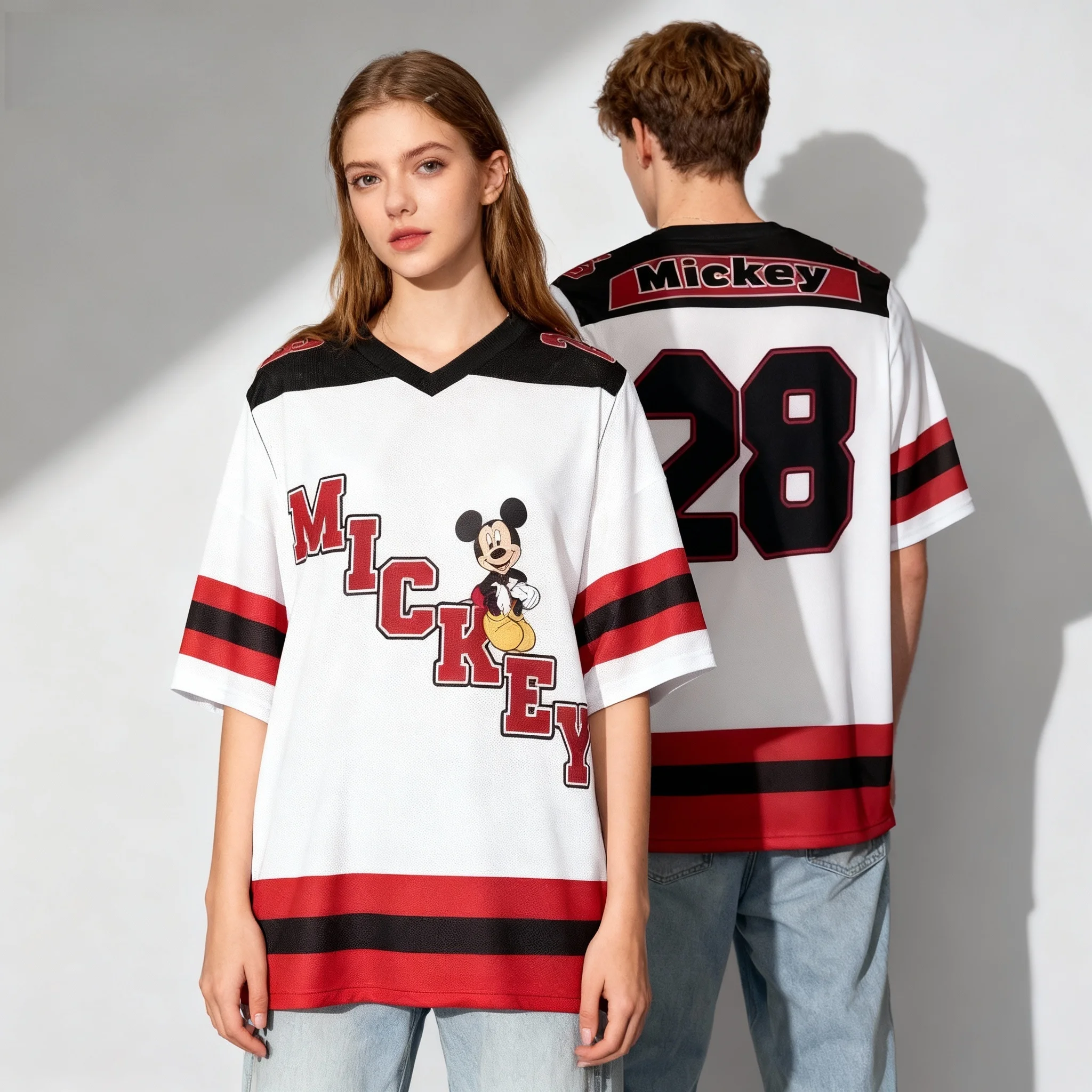 ديزني الرسوم المتحركة شخصية تحت عنوان الرجبي جيرسي الحلو وبارد الشارع تيشيرت صيفي المتضخم المرأة الكبار الساخن بيع 25/26 #1