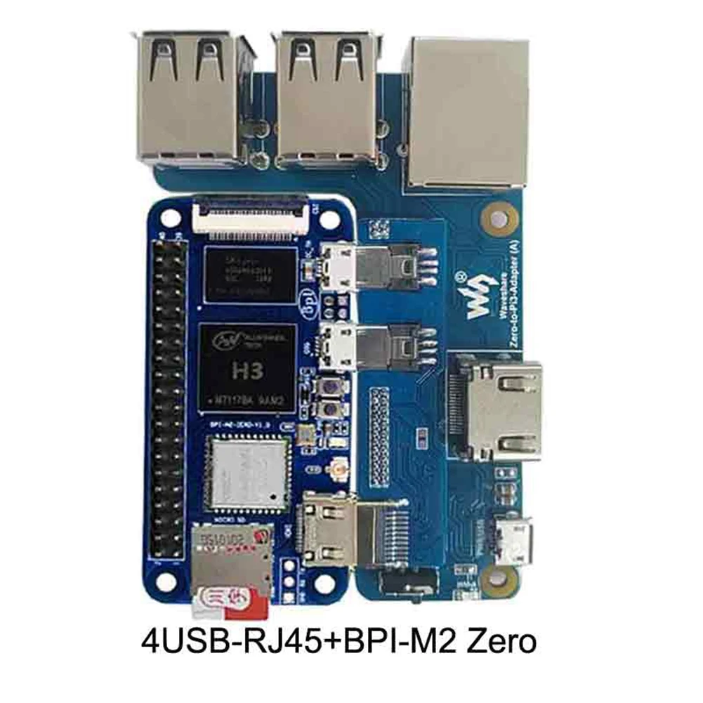 

Плата для банана Pi M2 Zero с адаптером интерфейса 3B-M2 Zero на Pi3 BPi0 4USB HUB RJ45 HAT с-M2 Zero Board