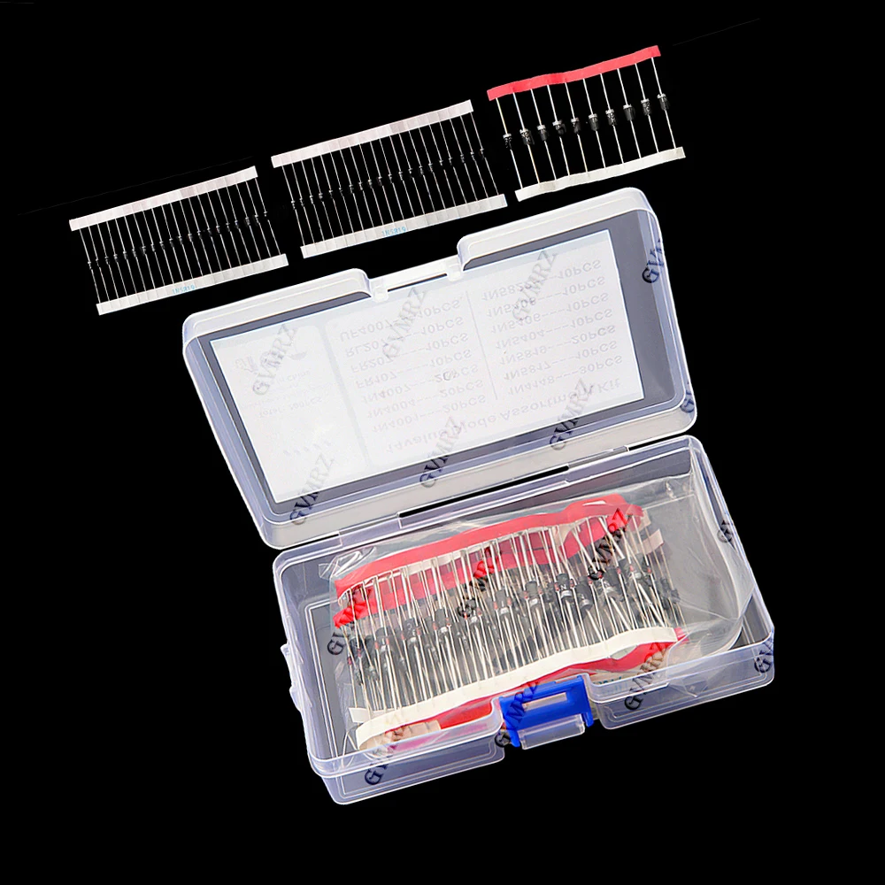 14Value 200PCS Switching Transistors & Diodes Assortment Kit with Box Fast Recovery, Schottky Diodes &  Rectifier