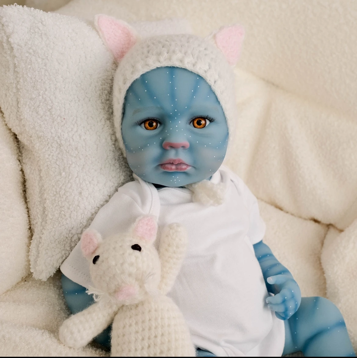 19-calowa realistyczna lalka LouLou Awake Avatar Reborn Baby Doll - granatowa, ręcznie malowana, idealny prezent urodzinowy dla dzieci