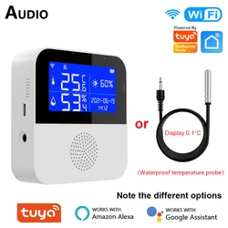 Capteur de température et d'humidité Wifi Tuya, alarme, maison intelligente, intérieur, extérieur, détecteur Therye.com pour plante, aquarium, prise en charge d'Alexa