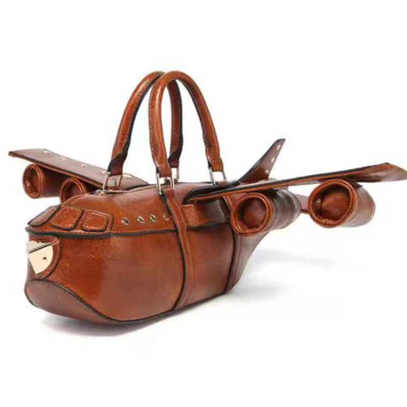Women Creative Airplane Shaped Handbag High Quality Luxury PU Leather Crossbody Bag Novelty 3D Design Fashion Street Style Bag