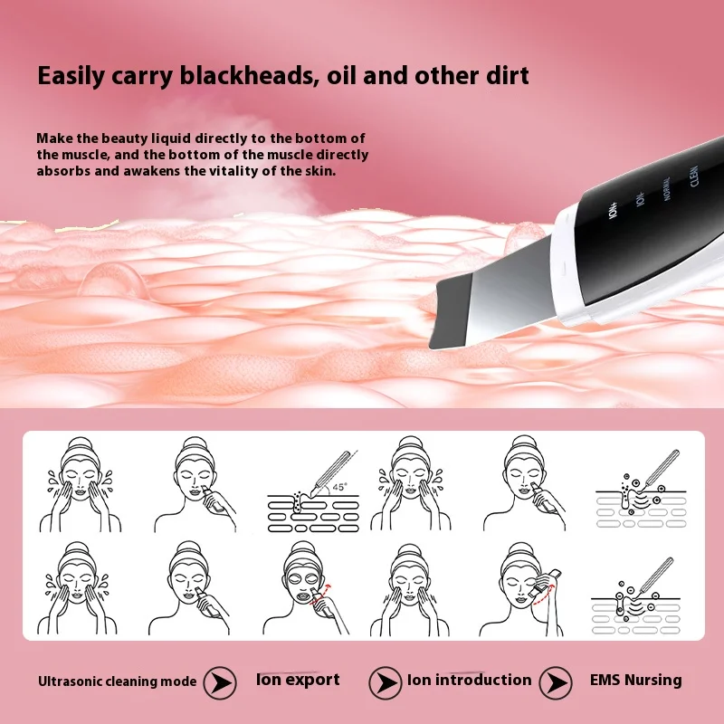 スマートライブラリー ランソン M323 ビューティスクレーパーマシン 黒ずみ除去 フェイシャルクレンジングデバイス 角質除去 超音波スパチュラ