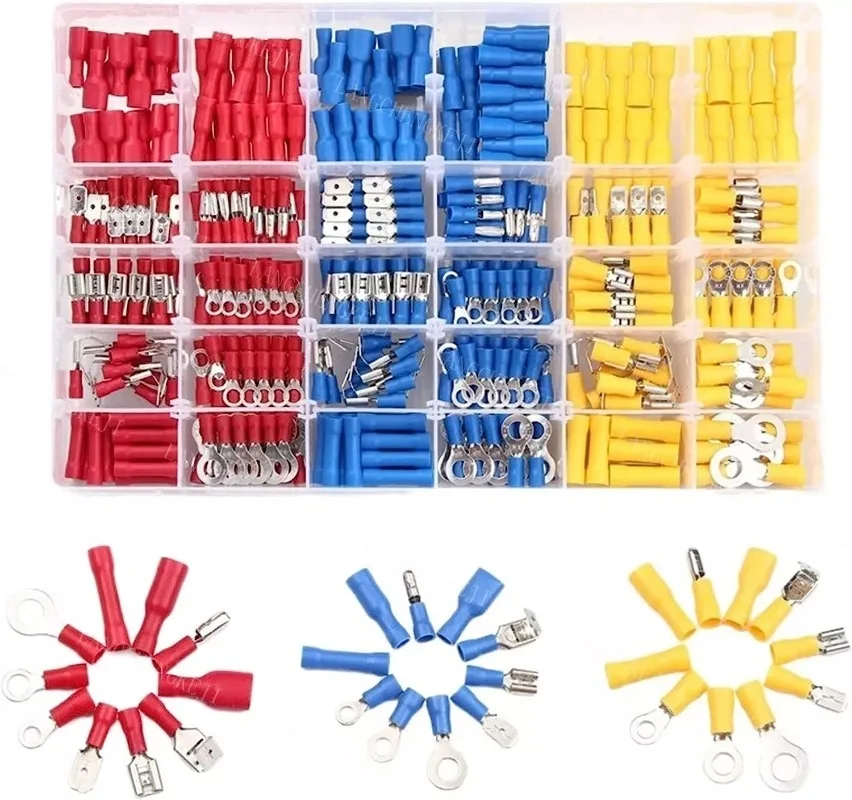 Picture 6: 480PCS Insulated Cable Connector Electrical Wire Crimp Spade Butt Ring Fork Set Ring Lugs Rolled Terminals Assorted Kit