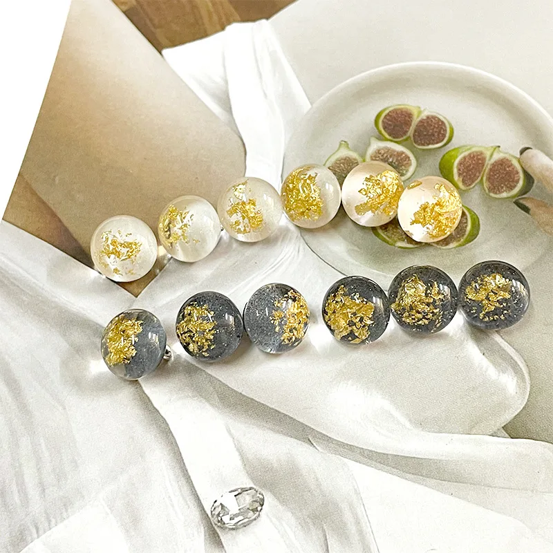 CLYAIYLC 10 decorative button transparent gold foil metal bottom Chinoiserie shirt button for sewing