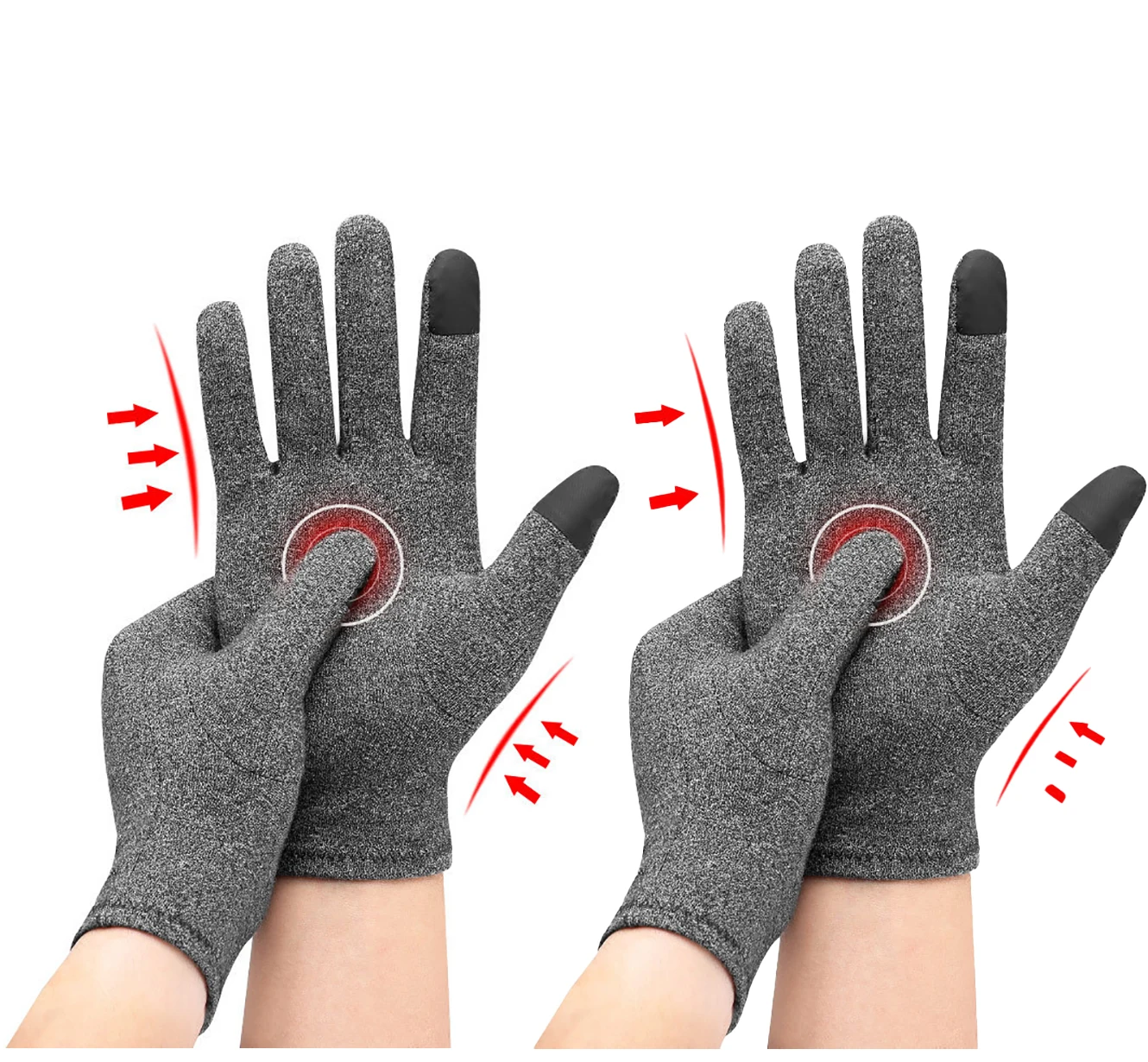 2 Pairs Touch Screen Warm Gloves,Arthritis Gloves,Full Finger Compression Gloves for Typing&Daily Work，Cycling,Traveling,Hiking