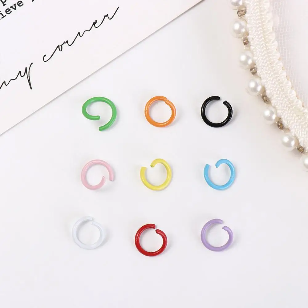 10PCS DIY สีสันแยกแหวนเปิดแหวนเครื่องประดับเชื่อมต่อแหวนเดี่ยวแหวนกระโดดสีอบเปิด LOOP ของขวัญ