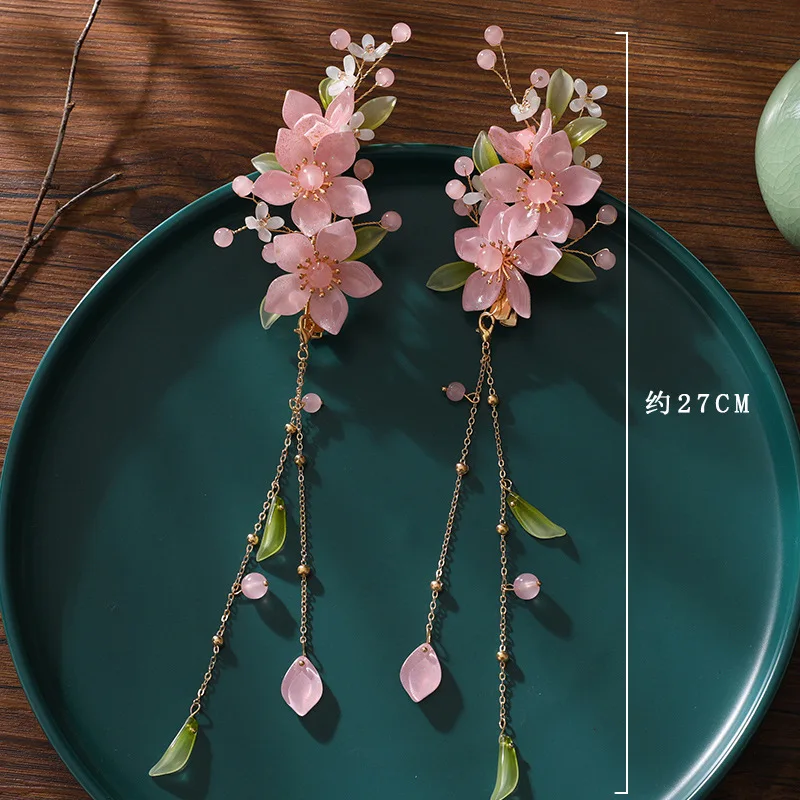 Headdress for Han Chinese Clothing Hairpin Tassel Barrettes Antique Hair Accessories Full Set of Ancient Costume Ornament