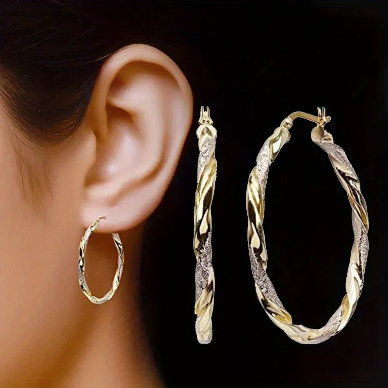 Simple twist twist large hoop earrings for women holiday or wedding accessories