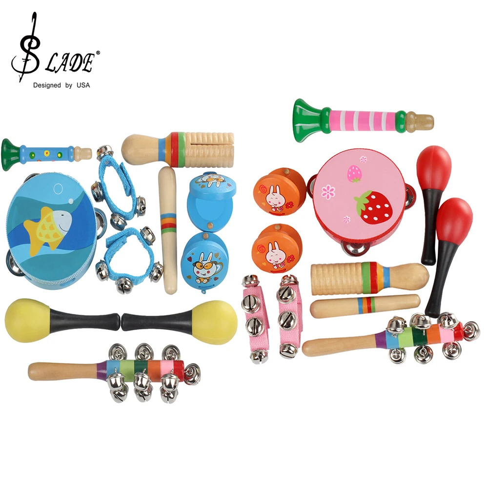 SLADE 10 Pcs Orff Children\'s Musical Instrument Set Baby Music Early Education Toys For Boys And Girls Preschool Education