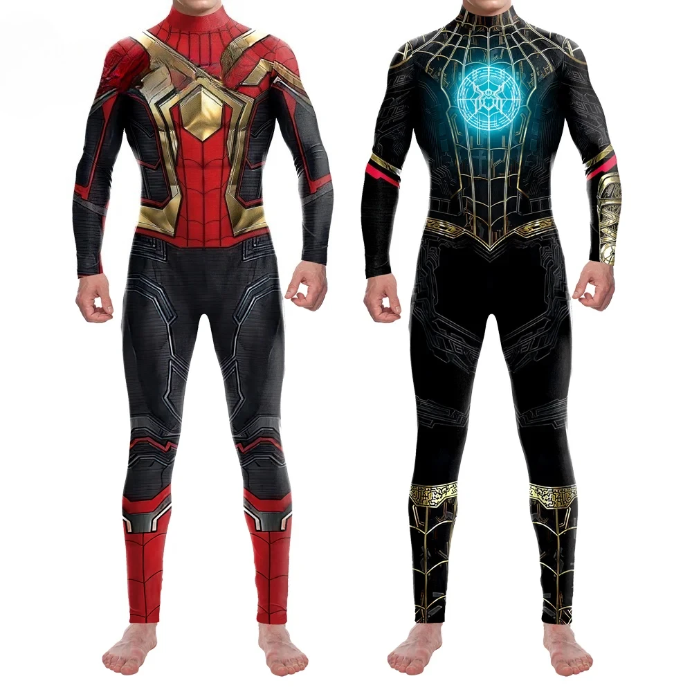 

Teanoon Superhero Black Spider Printed Cosplay Costume for Adult Jumpsuit Carnival Halloween Costumes Fancy Bodysuits