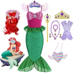 Little Mermaid Ariel Princess Costume Kids Green Dress for Girl Cosplay Children Halloween Carnival Birthday Party Mermaid Dress