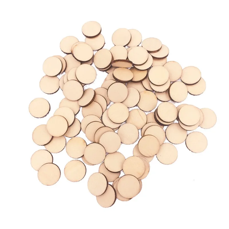 100pcs 2cm Unfinished Round Wooden Discs Natural Round Wood Circles Wood Cutout Circles Chips for Arts & Crafts Projects