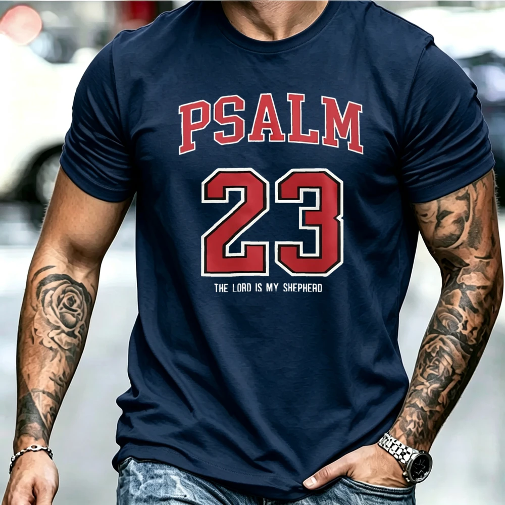Psalm 23 The Lord Is My Shepherd Graphic Tshirt Christian Faith Bible Verse Varsity Letter Print Short Sleeve Casual Tees Gift