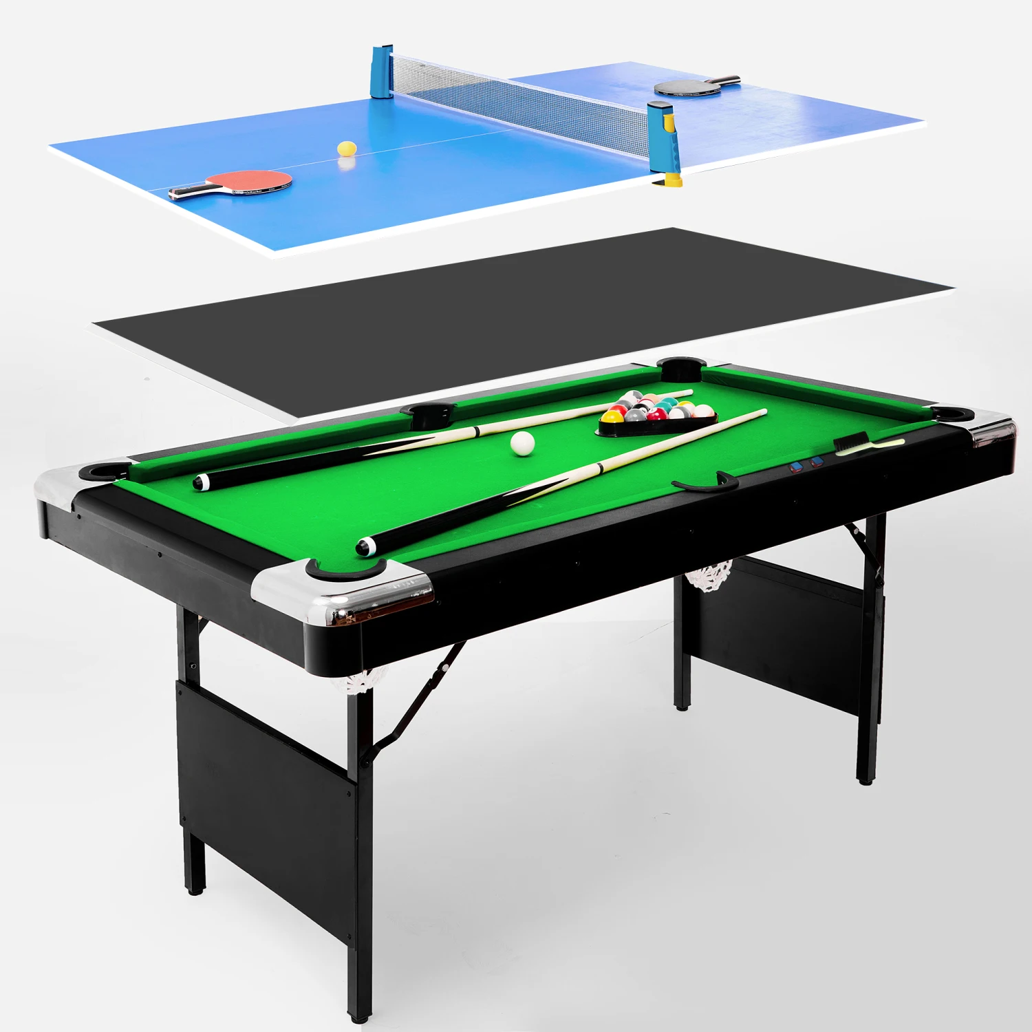 5.5F 3 in 1 Billiard Table - Multifunctional Pool & Table Tennis Table