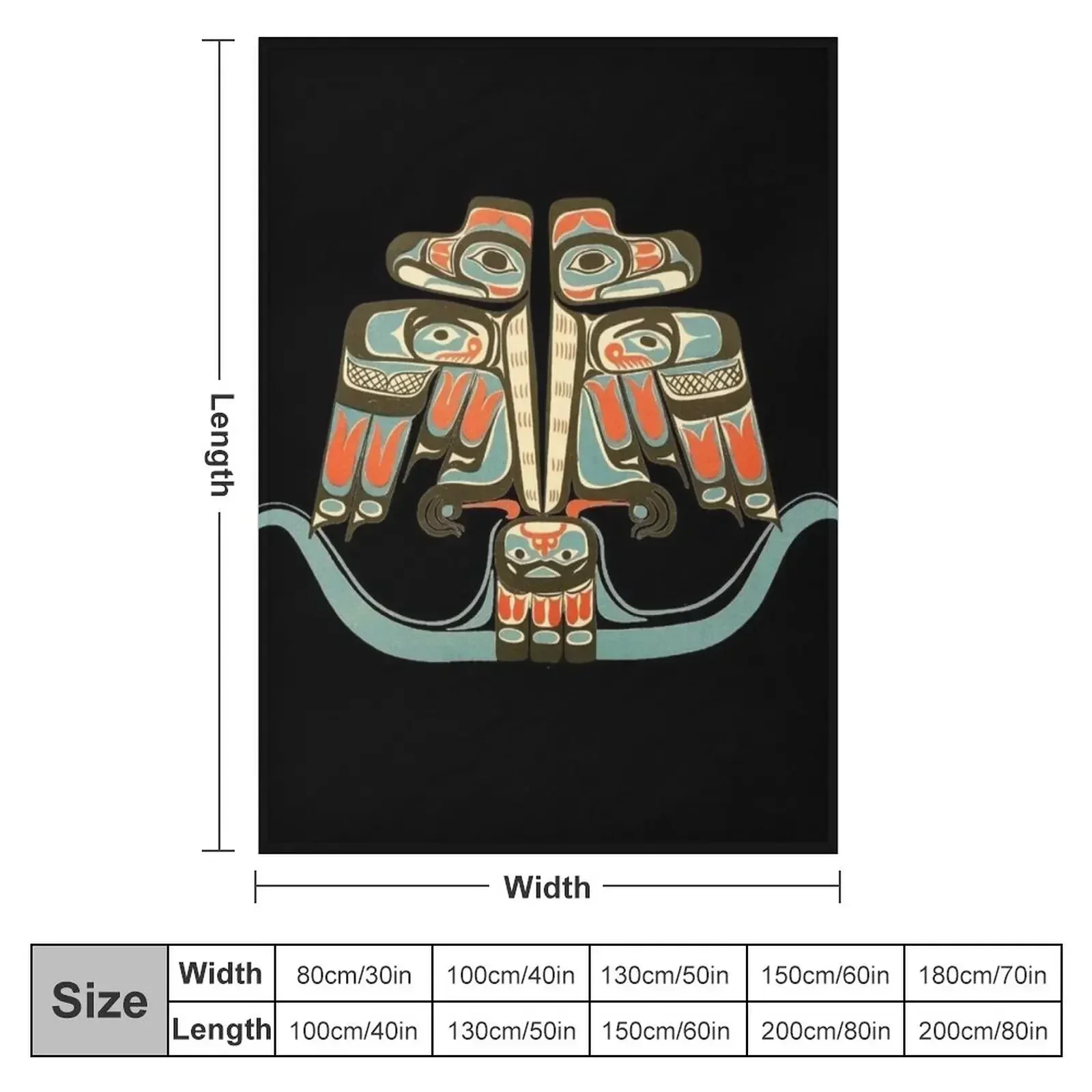 Northwest Native Art Haida - Tlingit Thunderbird Throw Blanket Hairy Camping Furrys Flannel Fabric Blankets