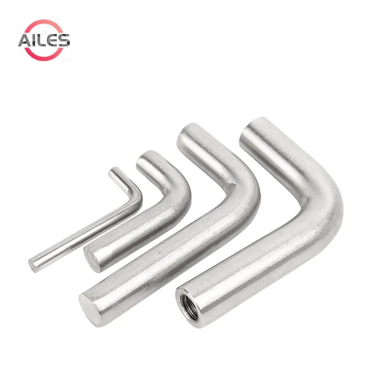 

304 Stainless Steel M4 M5 M6 M8 M10 M12 Solid L Shape Hook Pipe Coupling 7 Shape Hook Welding Fitting Connector for Tube Pipe