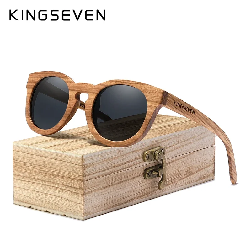 KINGSEVEN Handmade Natural Wooden Sunglasses For Men High Quality Polarized Gradient Lens Women UV400 Vintage Sun Glasses