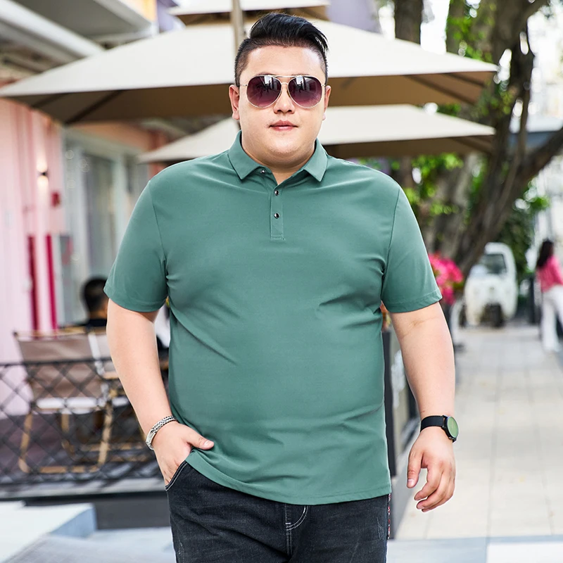 M-7xl 8xl 9xl Polos Men Summer New High Quality Mens Short-Sleeved Ice Silk Plus Size Men'S Business Casual Polo Shirt