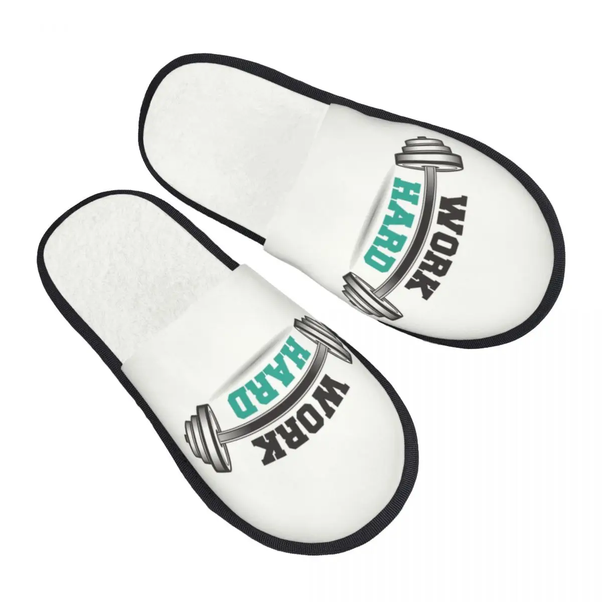 

Custom Work Hard Gym Motivational Quote House Slippers Women Comfy Memory Foam Bodybuilding Workout Slip On Bedroom Shoes