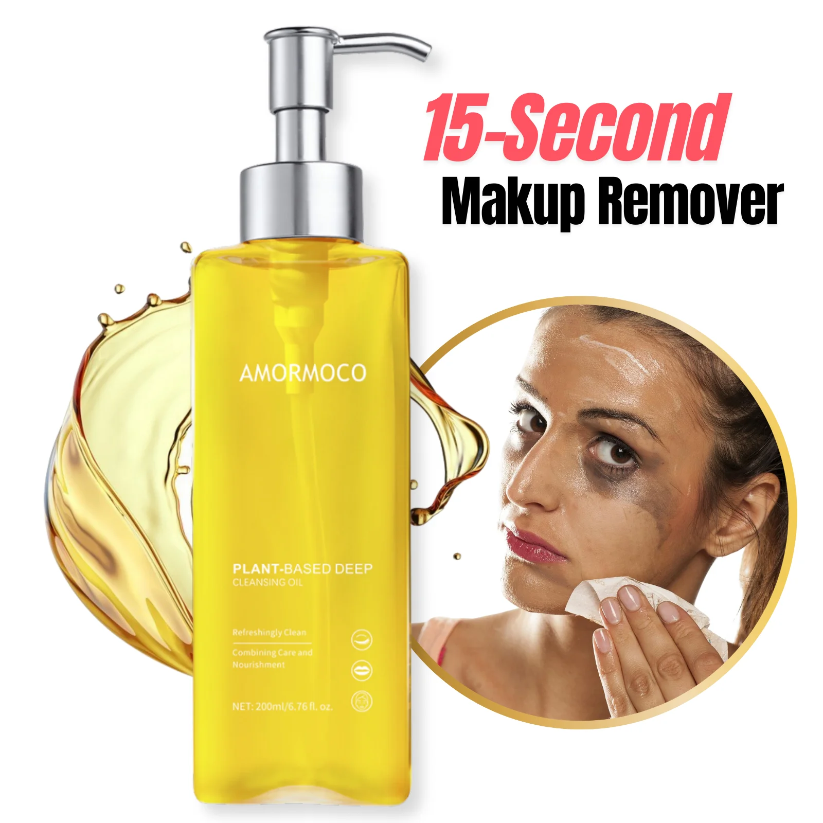 AMORMOCO Plant-Based Cleansing Oil | Deep Pore Cleanser & Gentle Makeup Remover | Pore Control Cleansing Oil | Makeup Remover