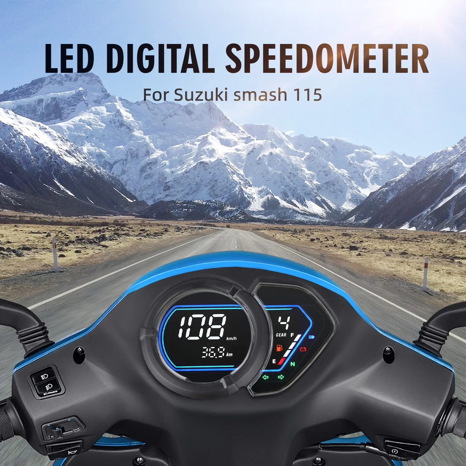 Digital Speedometer Motor Gauge Mileage Fuel Level Meter Gear Voltmeter Speed Meter With Turn Signal Light For SUZUKI SMASH 115